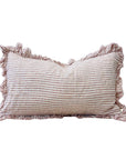 Linen Ruffle Cushion Cover / Pink Stripe / 50 x 30  cm