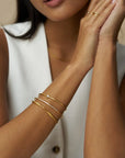 Fine Crystal & Wave Wrist Bangle Stacking Set / 18K Gold Plated