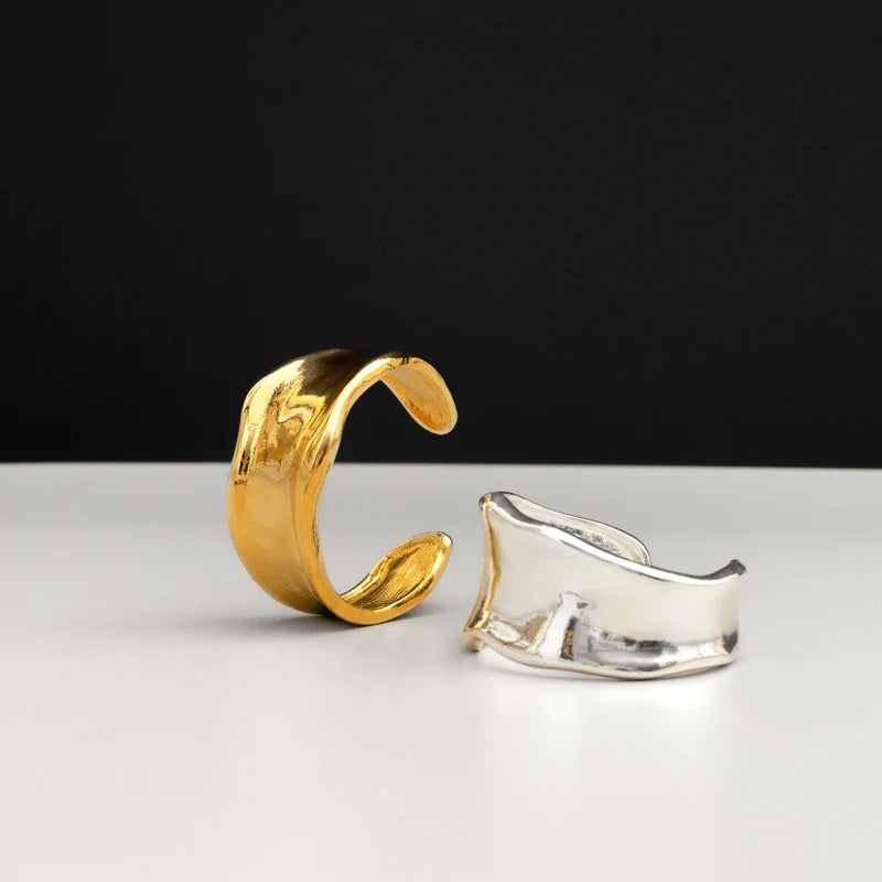 Statement Organic Molten Metal Cuff / 18K Gold Plated