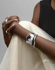 Statement Organic Molten Metal Cuff / 925 Silver Plated