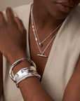 Statement Organic Molten Metal Cuff / 925 Silver Plated
