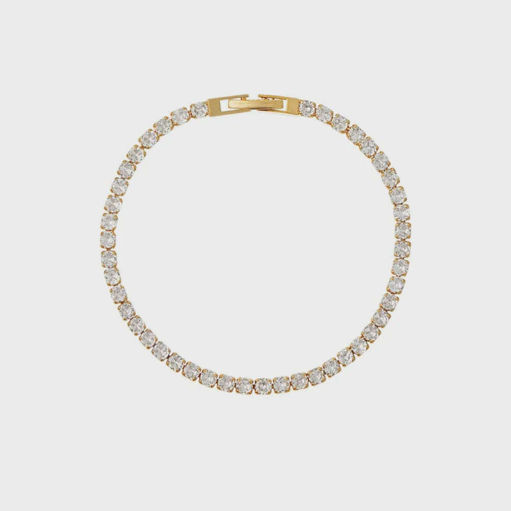 Crystal Tennis Bracelet / 18K Gold Plated