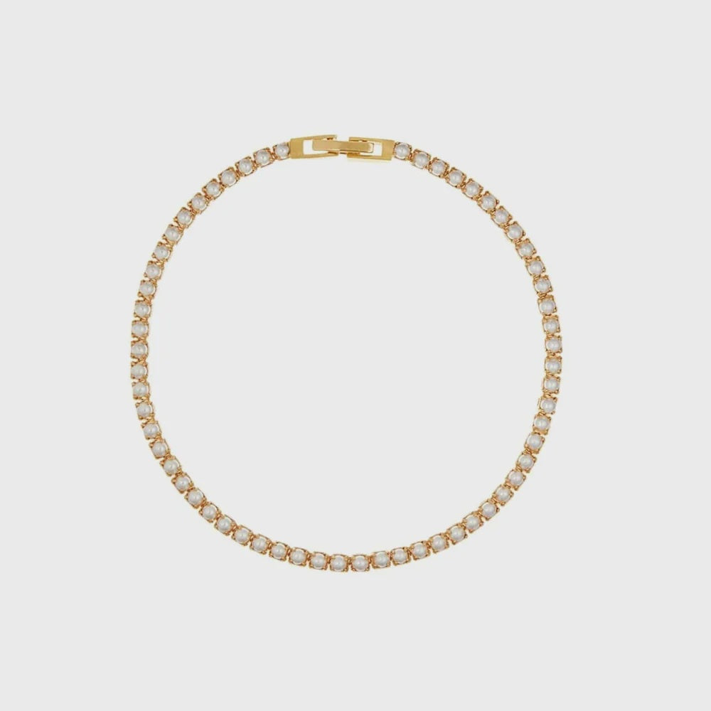 Pearl Tennis Bracelet / 18K Gold Plated