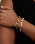 Rectangular Link T-Bar Bracelet / 18K Gold Plated