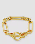 Rectangular Link T-Bar Bracelet / 18K Gold Plated
