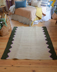 Olive Wave Jute Rug / 4 x 6ft