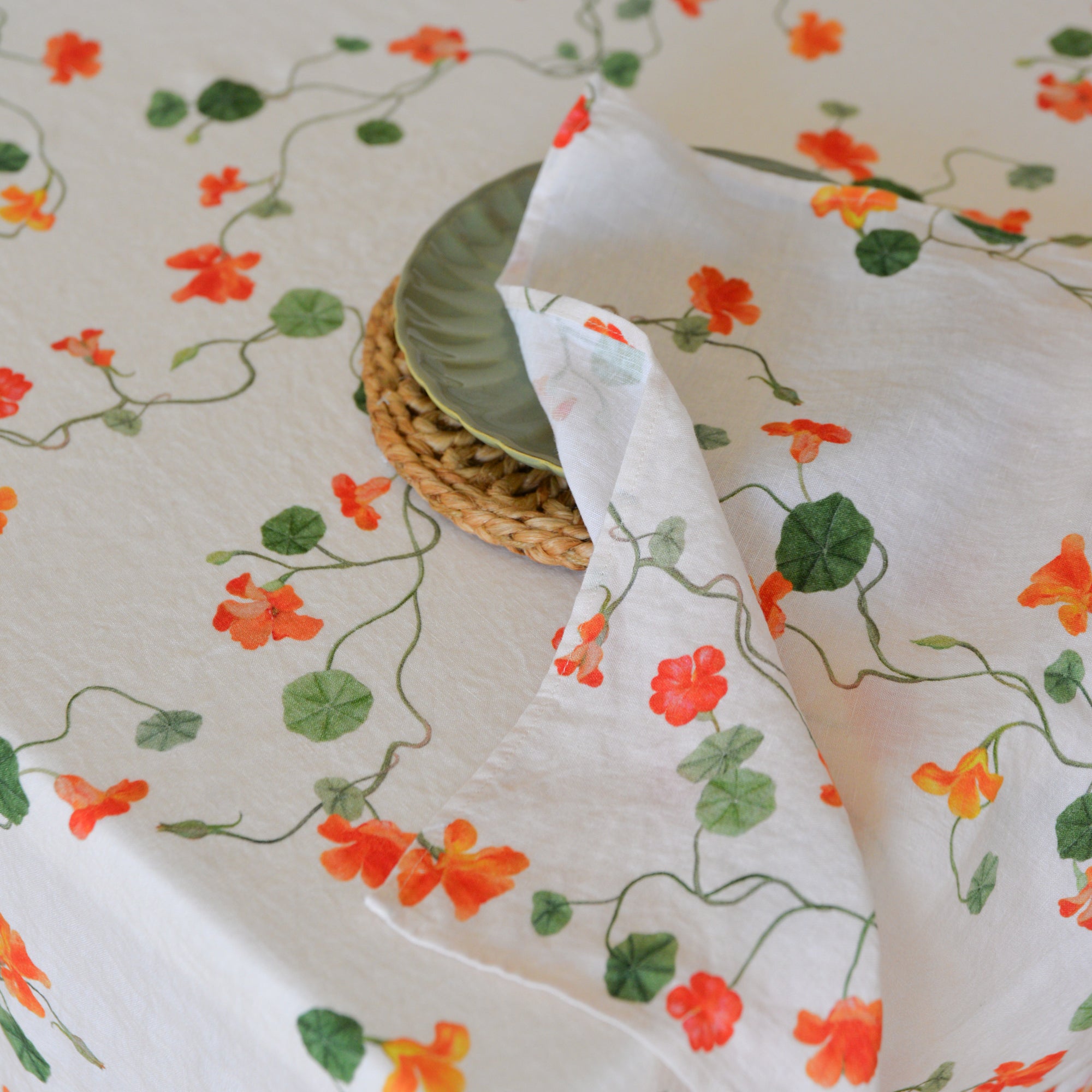 Nasturtium Linen Tablecloth