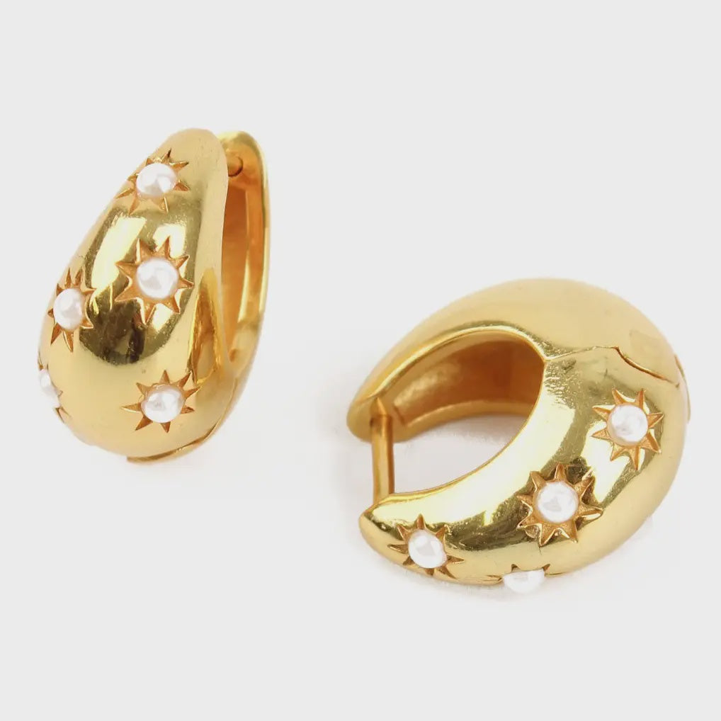 Pearl Chunky Hoops / Gold