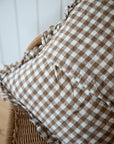 Linen Ruffe Cushion Cover / Brown Gingham / 45 x 45 cm
