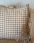 Linen Ruffe Cushion Cover / Brown Gingham / 45 x 45 cm