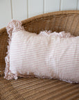 Linen Ruffle Cushion Cover / Pink Stripe / 50 x 30  cm