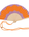 Orange & Purple Wave Print Wooden Hand Fan