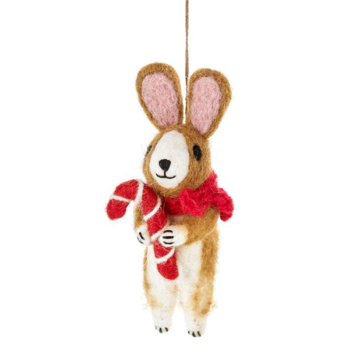 Handmade Felt Cinnamon the Rabbit Christmas Decoration