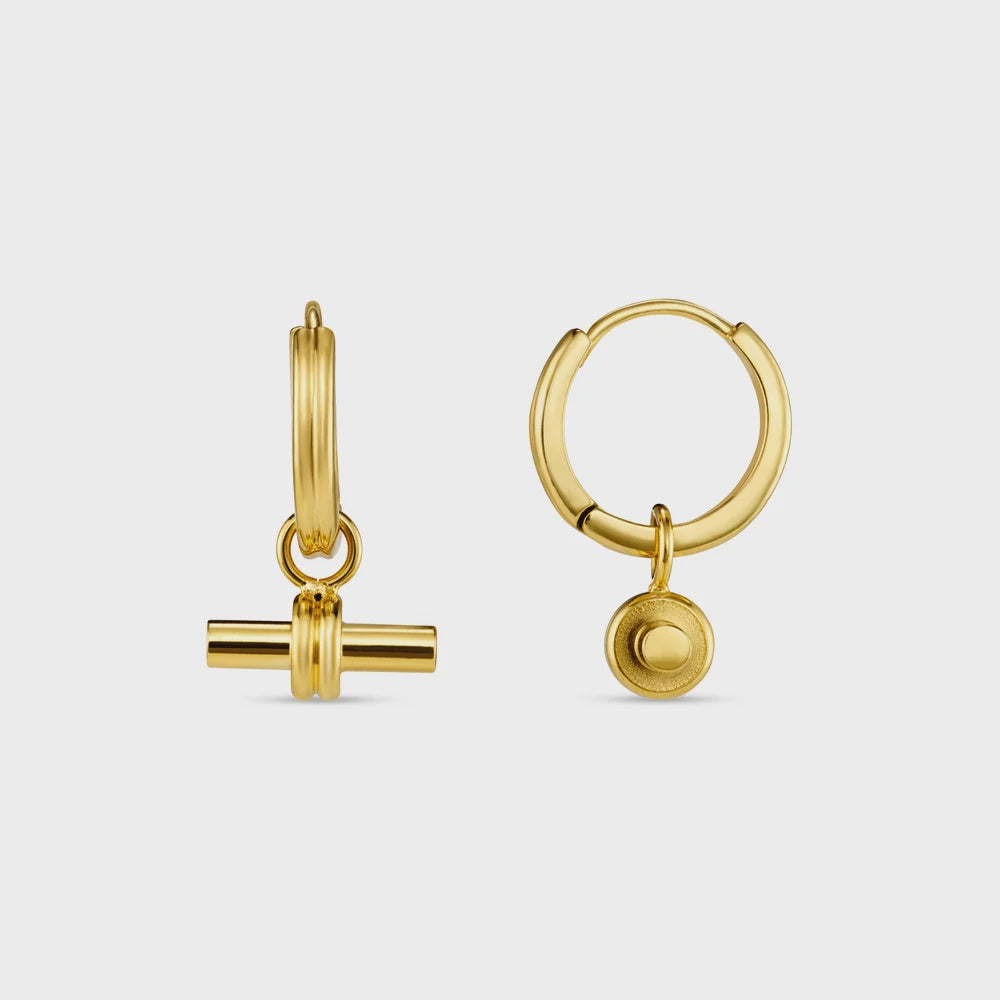 Luxe Linear T-Bar Drop Hoop Earrings