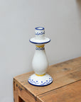Candle holder with Blue & Yellow Pattern