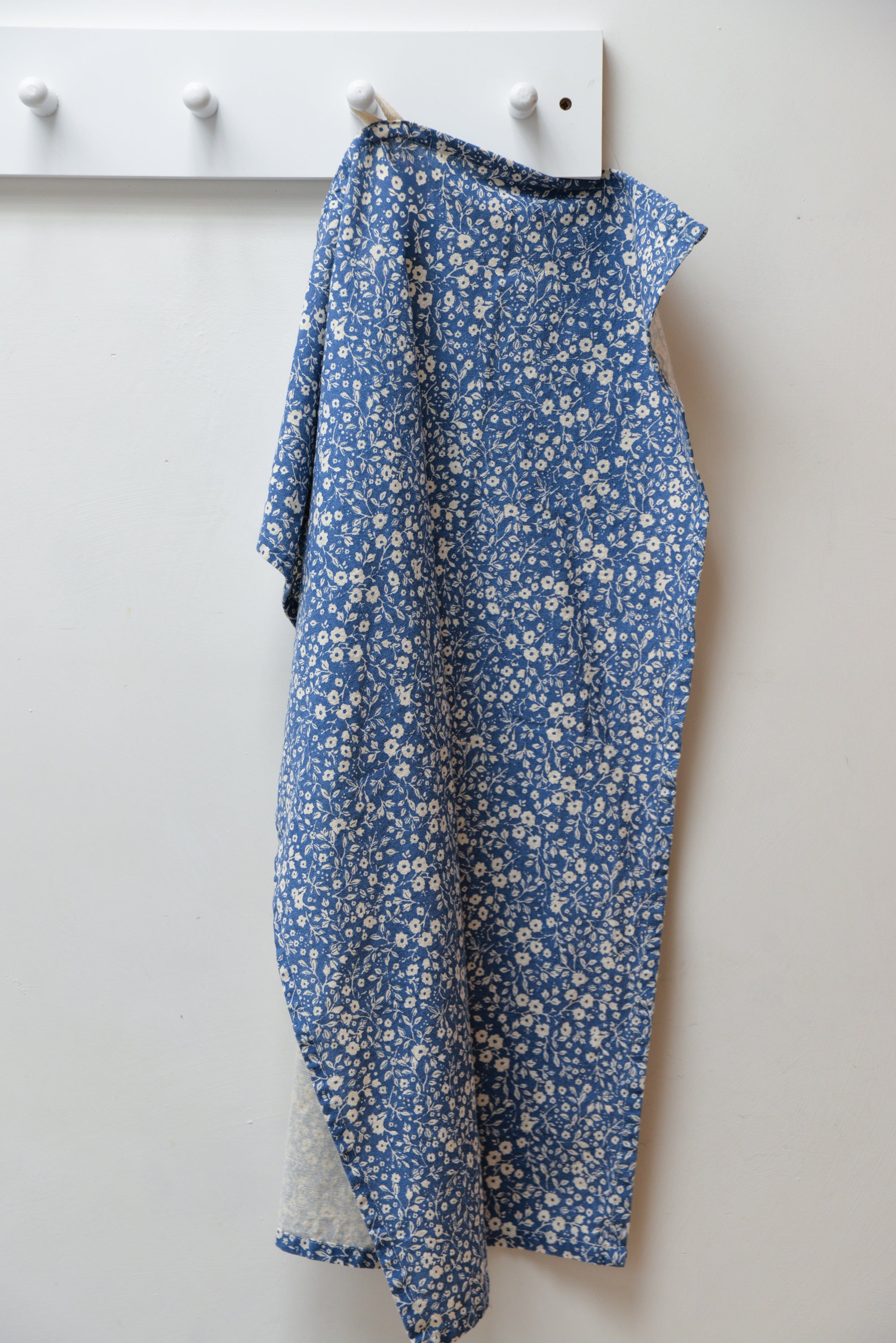 Dark Blue Floral Tea Towel