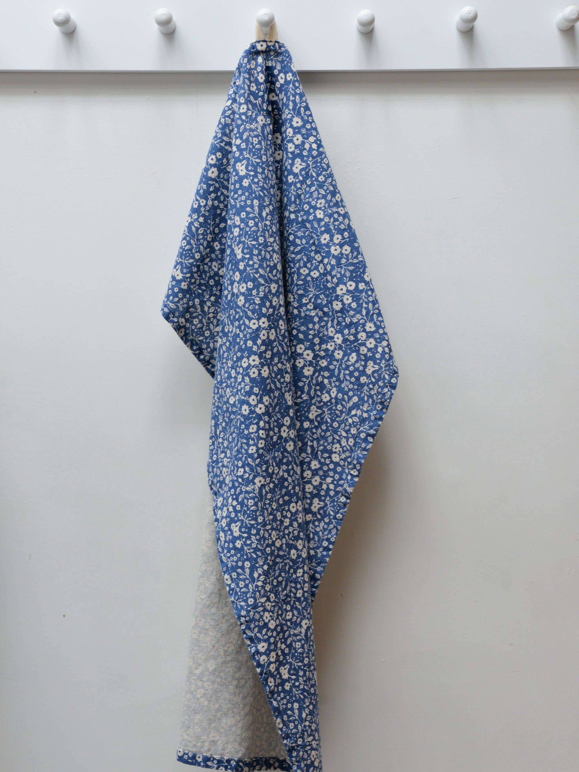 Dark Blue Floral Tea Towel