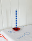 Blue Striped Thin Taper Candle