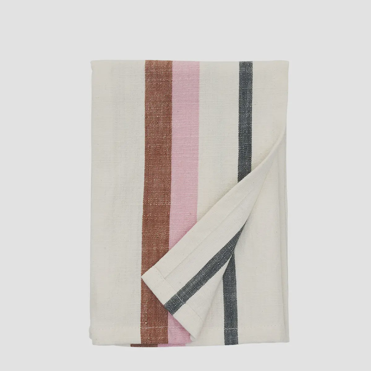 Striped Tea Towel / Rust and Pink