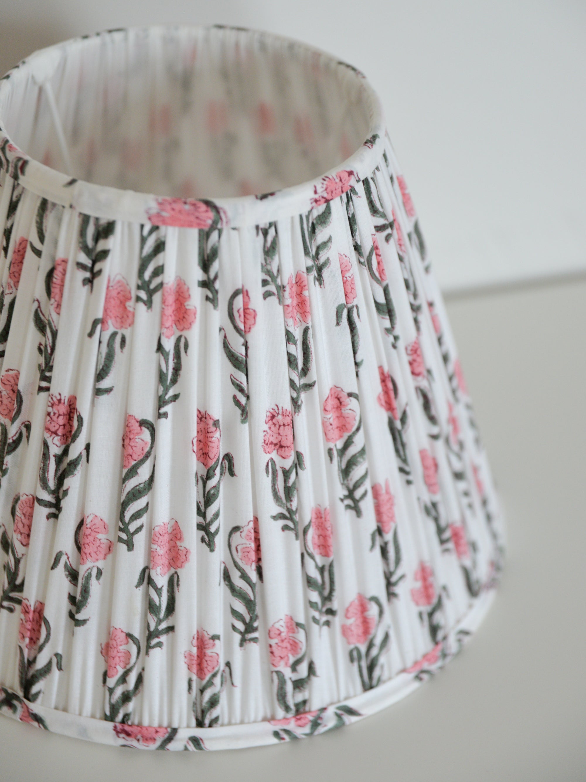 Block Printed Lampshade / Pink Posy Floral