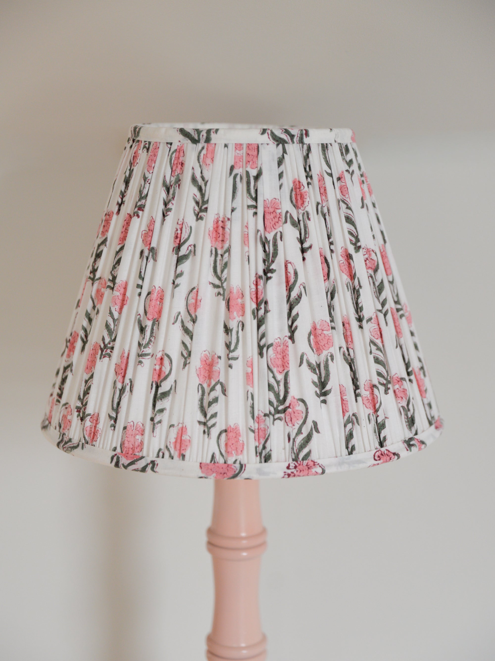 Block Printed Lampshade / Pink Posy Floral