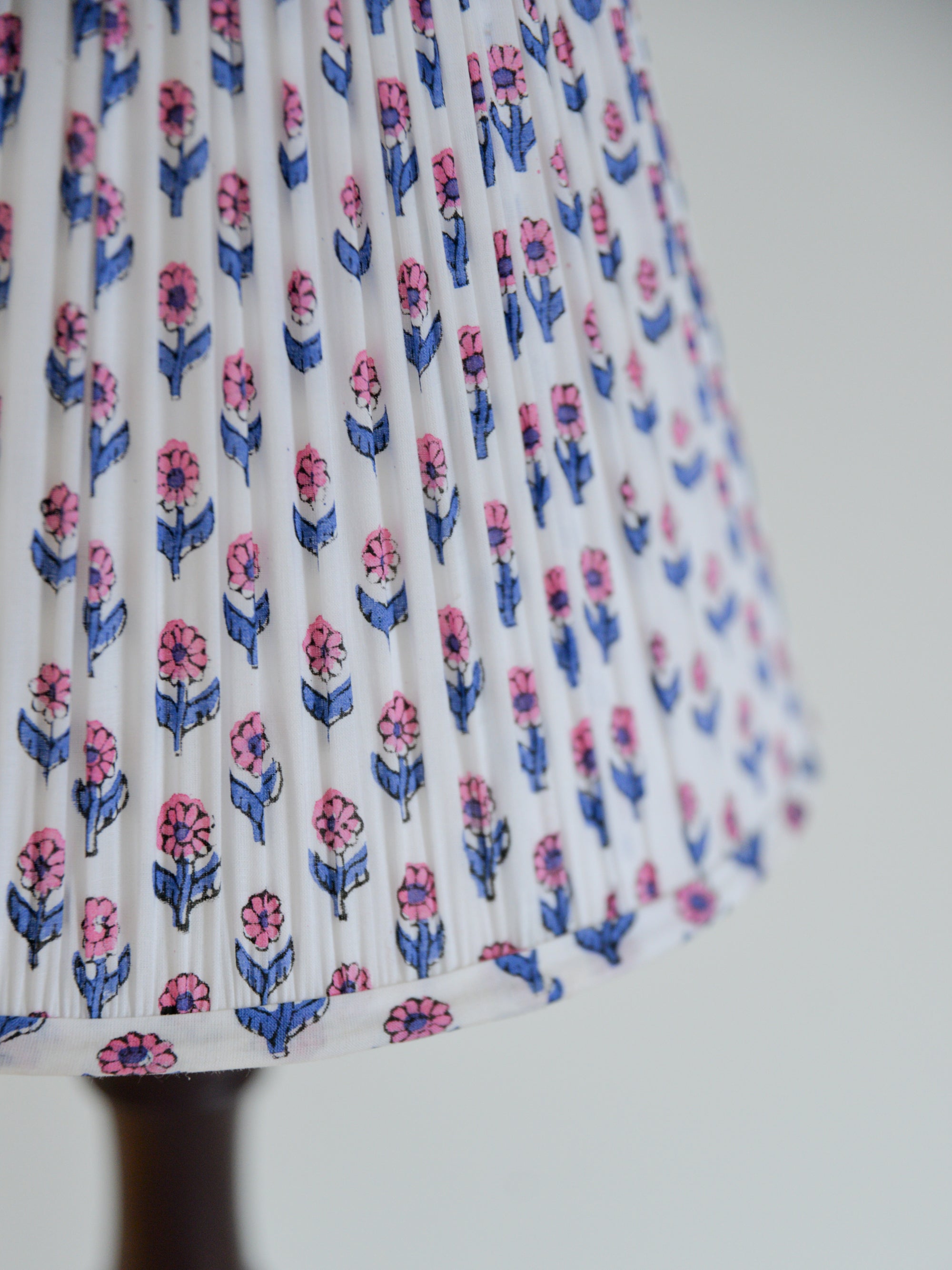 Block Printed Lampshade / Rasberry Ditsy Floral