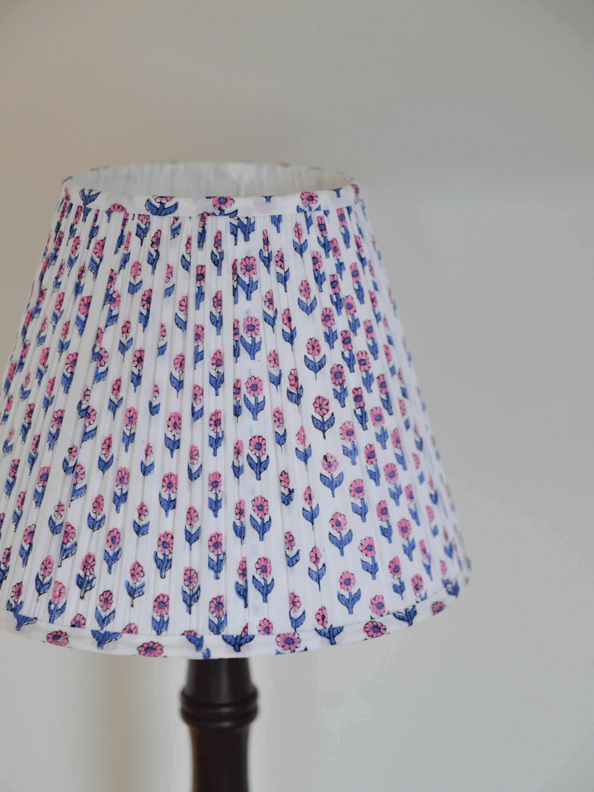 Block Printed Lampshade / Rasberry Ditsy Floral