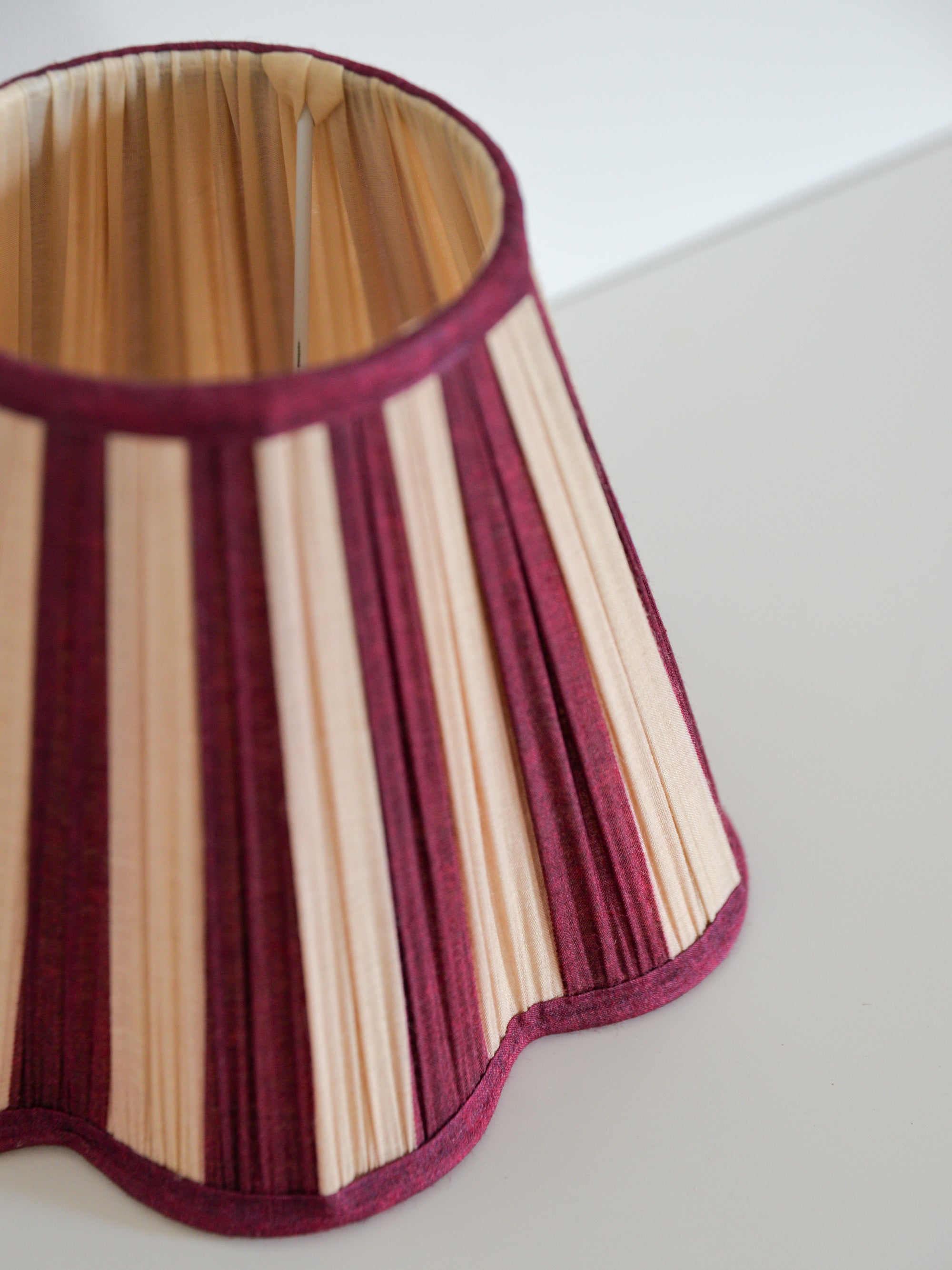Scalloped Lampshade / Maroon Stripe