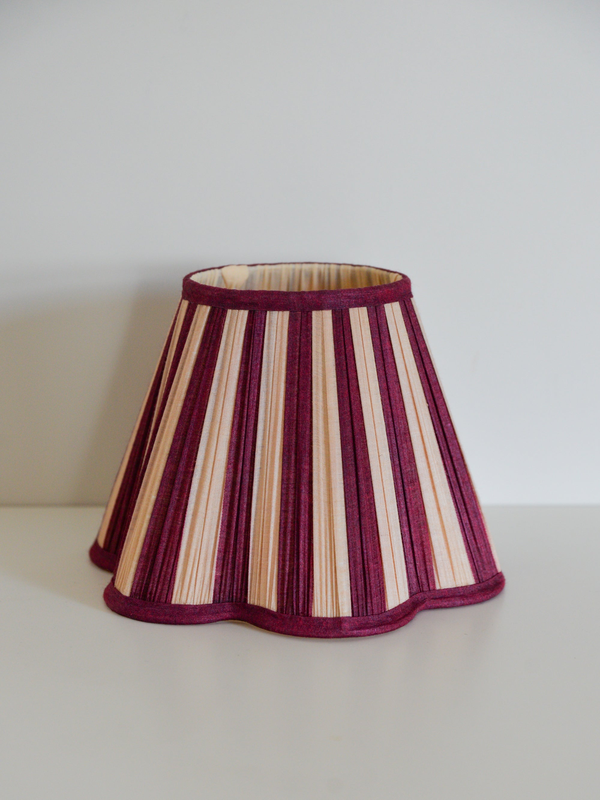 Scalloped Lampshade / Maroon Stripe