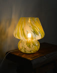 Large Glass Mushroom Lamp / Pink, Green, Yellow