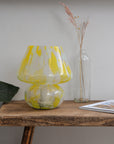 Large Glass Mushroom Lamp / Pink, Green, Yellow