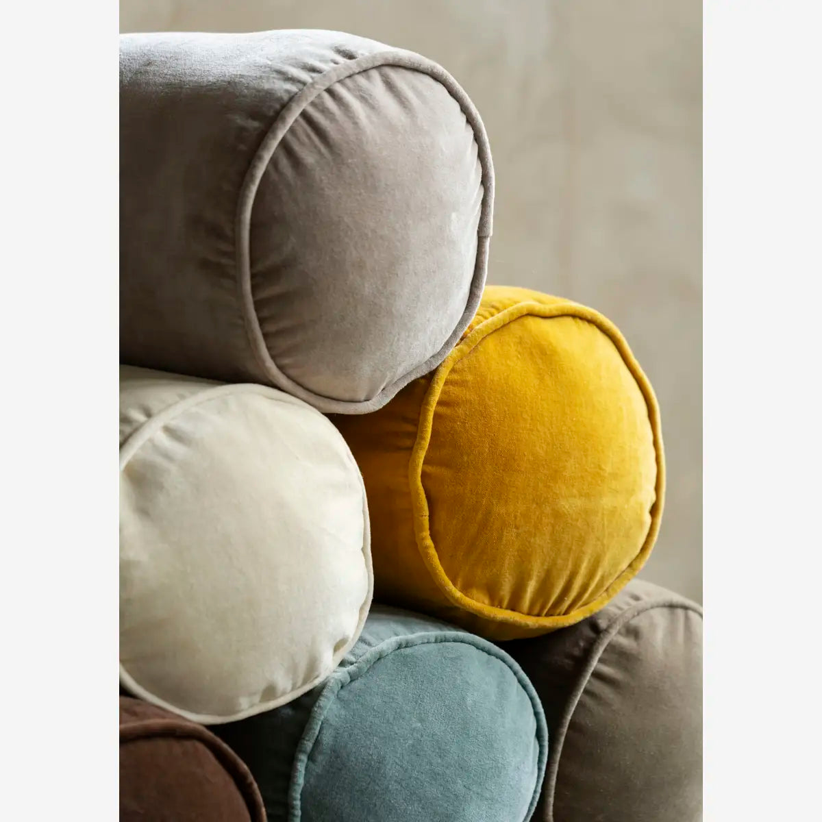 Velvet Bolster Cushion / Yellow