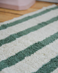 Green Striped Tufted Bath Mat