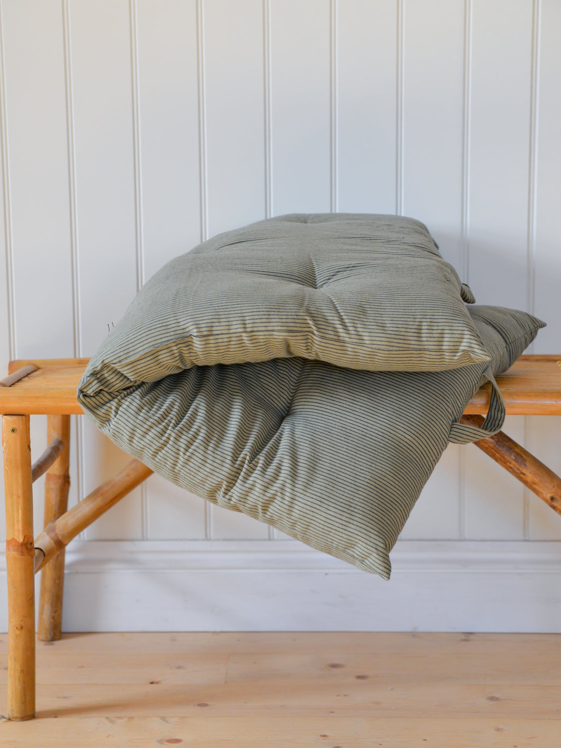 Green Striped Woven Bench Cushion