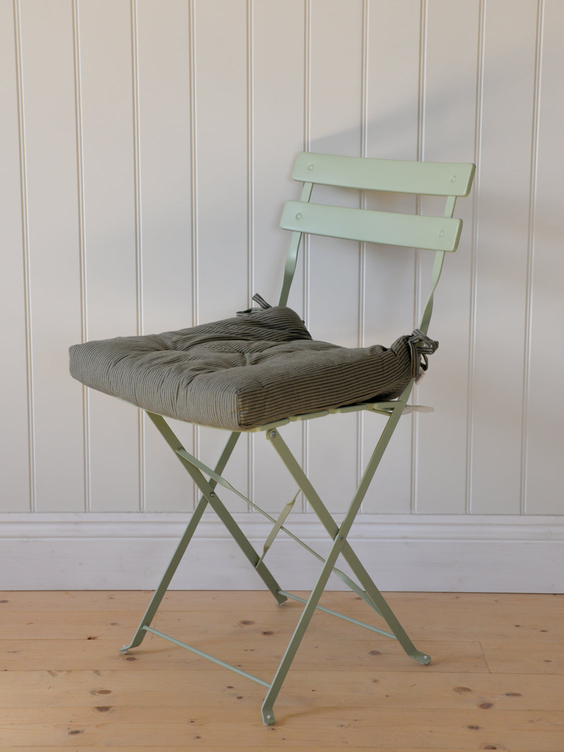 Green Striped Cotton Chair Pad