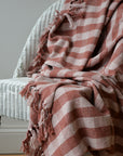 Recycled Cotton Checkered Throw / Rose