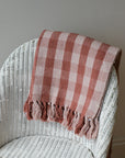 Recycled Cotton Checkered Throw / Rose
