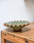 Ruffle Glass Bowl / Green and Brown