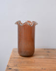Tall Ruffle Glass Vase / Brown