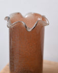 Tall Ruffle Glass Vase / Brown