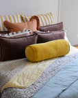 Velvet Bolster Cushion / Yellow