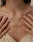 Chunky T-Bar Mid Length Chain Necklace / 18K Gold Plated