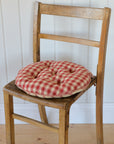 Campagne Round Checkered Stripe Seat Cushion / Red