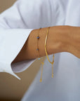 Semi-Precious Sodalite Gemstone & Snake Chain Bracelet Set / 18K Gold Plated