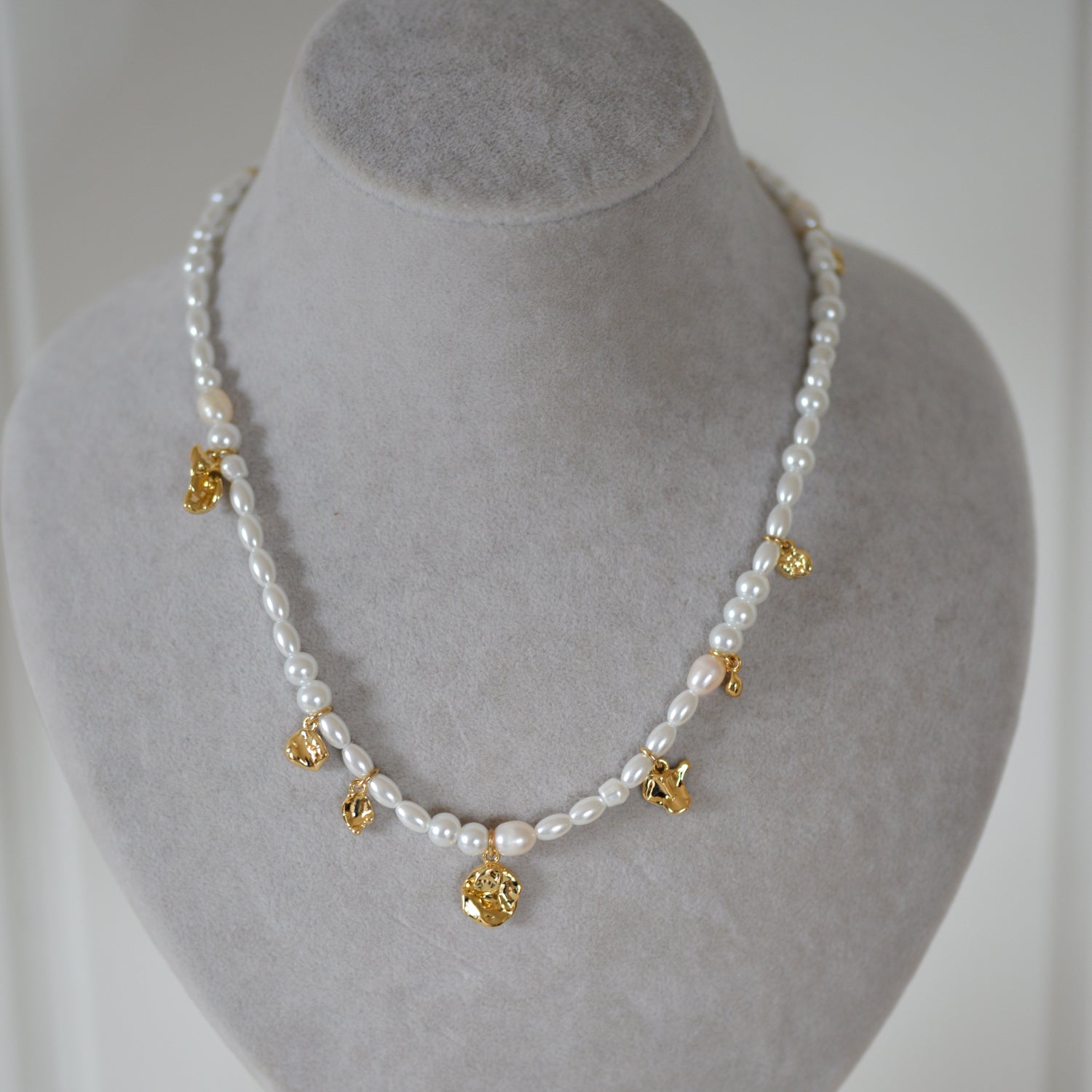 Intent Pearl and Gold Plated Charm Necklace
