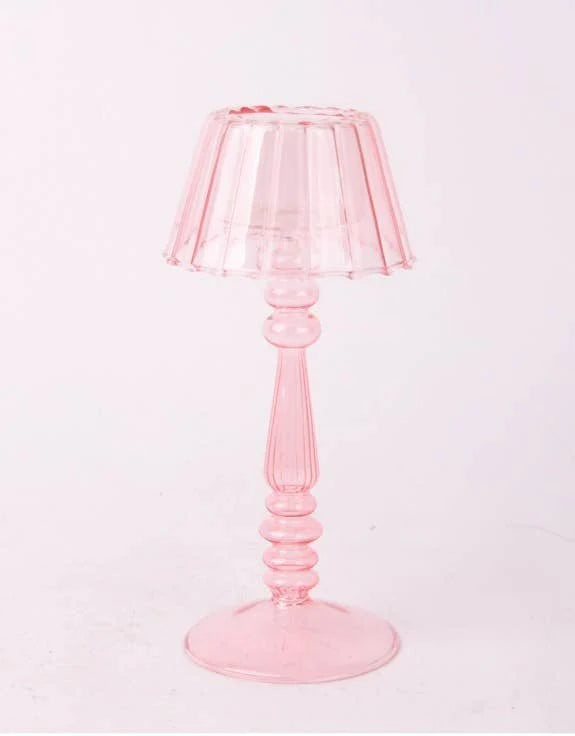Pink Glass Tea Light Holder
