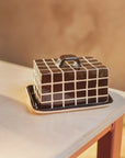 Brown Grid Butter Dish