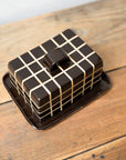 Brown Grid Butter Dish