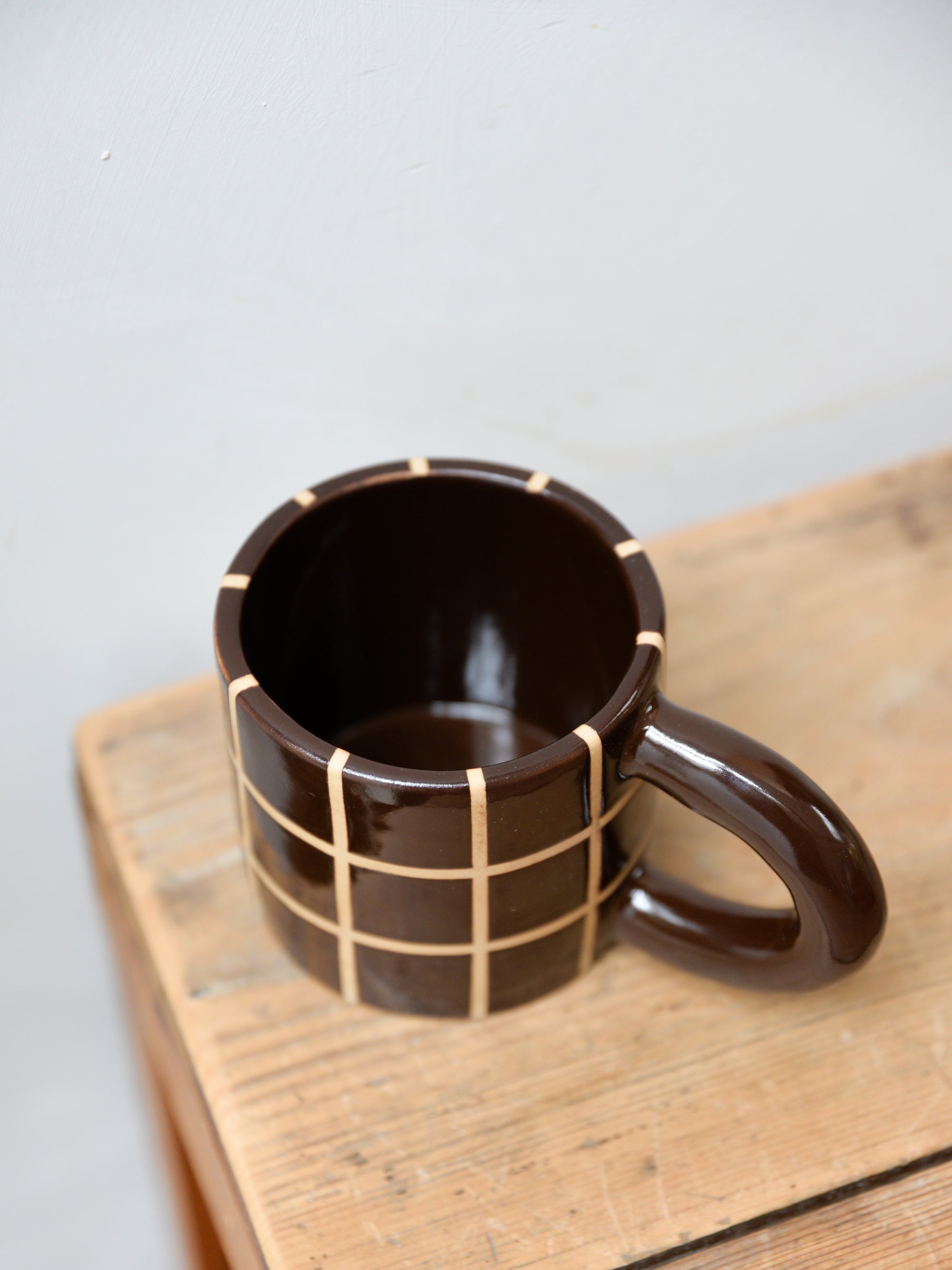 Brown Grid Chunky Mug