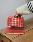 Red Grid Butter Dish